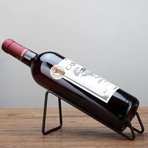 kaileyouxiangongsi Metal Wine Rack Freestanding -Tabletop Wine Rack Holder - Countertop Wine Bottle Holder - Geometric Design for Table Top Wine Bottle Storage Rack,Perfect Wine Holder Stand (Black)