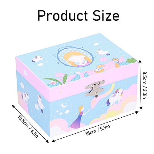 Wene Musical Jewelry Box, Unique Music Storage Box Exquisite Multifunction for Organizing Small Daily Items for Kids Girl for Birthday Children(D music box)