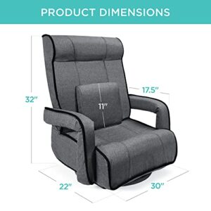 Best Choice Products Oversized Gaming Chair Large 360-Degree High Back Swivel Floor Chair, Big & Tall Multipurpose w/Lumbar Support Pillow, Armrests, Adjustable Foldable Backrest - Dark Gray