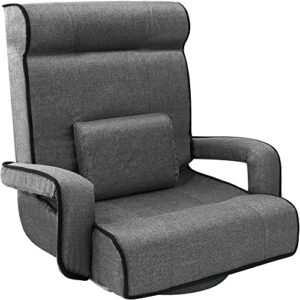 best choice products oversized gaming chair large 360-degree high back swivel floor chair, big & tall multipurpose w/lumbar support pillow, armrests, adjustable foldable backrest - dark gray