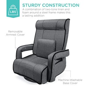 Best Choice Products Oversized Gaming Chair Large 360-Degree High Back Swivel Floor Chair, Big & Tall Multipurpose w/Lumbar Support Pillow, Armrests, Adjustable Foldable Backrest - Dark Gray