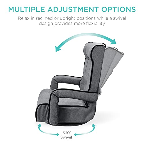 Best Choice Products Oversized Gaming Chair Large 360-Degree High Back Swivel Floor Chair, Big & Tall Multipurpose w/Lumbar Support Pillow, Armrests, Adjustable Foldable Backrest - Dark Gray