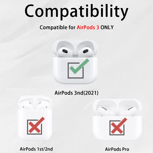 2 in 1 Protective Case Combo Set Compatible for Apple AirPods 3(2021) AirTag, GPS Tracker Holder with 2 PCS TPU Screen Protector&Keychain, Soft Silicone Anti-Lost Anti-Scratch Skin Cover(Black)