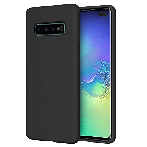 Meifei Galaxy S10 Plus Case,Liquid Silicone Dual Layer Hybrid Hard PC& Soft Silicone, Gel Rubber Bumper Slim Fit Shockproof Protective Phone Case, Phone Cover for Samsung Galaxy S10 Plus - Black