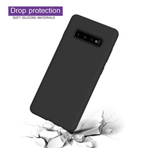 Meifei Galaxy S10 Plus Case,Liquid Silicone Dual Layer Hybrid Hard PC& Soft Silicone, Gel Rubber Bumper Slim Fit Shockproof Protective Phone Case, Phone Cover for Samsung Galaxy S10 Plus - Black