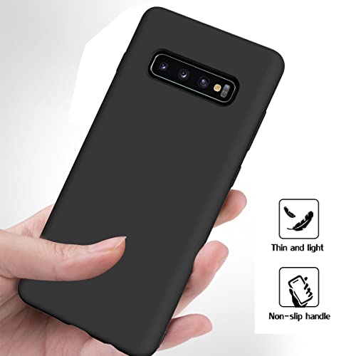 Meifei Galaxy S10 Plus Case,Liquid Silicone Dual Layer Hybrid Hard PC& Soft Silicone, Gel Rubber Bumper Slim Fit Shockproof Protective Phone Case, Phone Cover for Samsung Galaxy S10 Plus - Black