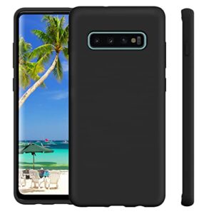 Meifei Galaxy S10 Plus Case,Liquid Silicone Dual Layer Hybrid Hard PC& Soft Silicone, Gel Rubber Bumper Slim Fit Shockproof Protective Phone Case, Phone Cover for Samsung Galaxy S10 Plus - Black