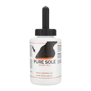 pure sole hoof oil - all natural hoof conditioner for horses with hoof oil brush applicator - strengthens, moisturizes and treats hoof problems - 16 fl oz.