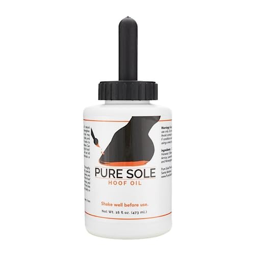 Pure Sole Hoof Oil - All Natural Hoof Conditioner for Horses with Hoof Oil Brush Applicator - Strengthens, Moisturizes and Treats Hoof Problems - 16 fl oz.