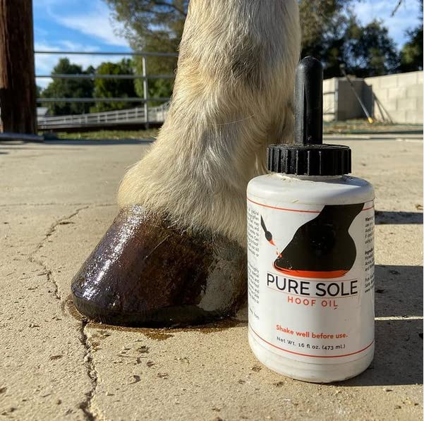 Pure Sole Hoof Oil - All Natural Hoof Conditioner for Horses with Hoof Oil Brush Applicator - Strengthens, Moisturizes and Treats Hoof Problems - 16 fl oz.