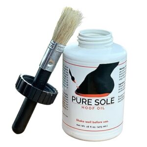 Pure Sole Hoof Oil - All Natural Hoof Conditioner for Horses with Hoof Oil Brush Applicator - Strengthens, Moisturizes and Treats Hoof Problems - 16 fl oz.