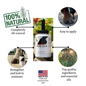 Pure Sole Hoof Oil - All Natural Hoof Conditioner for Horses with Hoof Oil Brush Applicator - Strengthens, Moisturizes and Treats Hoof Problems - 16 fl oz.