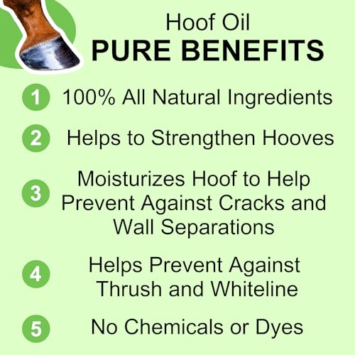 Pure Sole Hoof Oil - All Natural Hoof Conditioner for Horses with Hoof Oil Brush Applicator - Strengthens, Moisturizes and Treats Hoof Problems - 16 fl oz.