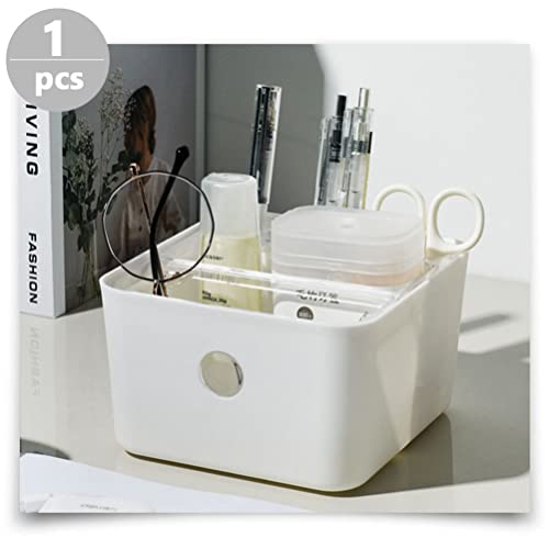 Cabilock Multi- Functional Plastic Tabletop Boxes Bathroom Drawer Organizer Bins Tabletop Makeup Organizer Plastic Storage Display Boxes for Dresser Vanity Bathroom Kitchen (White)