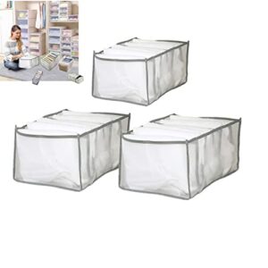 3pcs-7grids wardrobe clothes organizer and storage grids for jeans drawers pants and leggings (gray,3pcs 7grids - jeans)