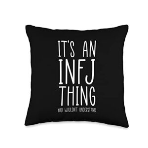 addictive designs personality merch it's an infj thing funny introvert personality type throw pillow, 16x16, multicolor