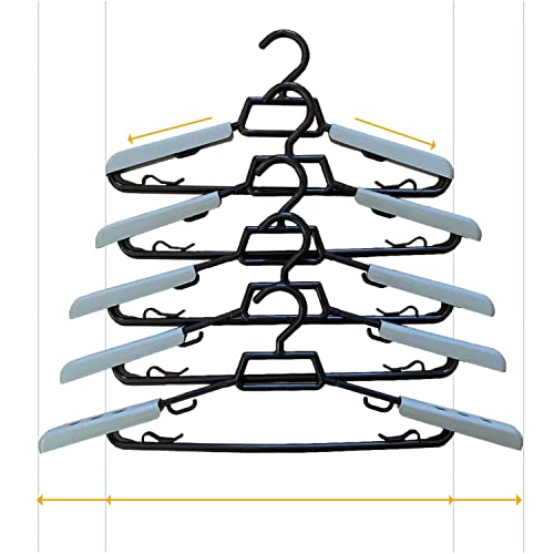 No Bump Hangers, Adjustable - Coat Clothes Hangers 15" to 21" Width – Made from Recycled Material, Sustainable by Sevouk - 10 Pack