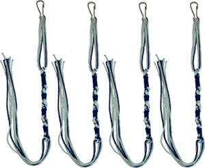 holy land market tzitzits (set of four) sephardic style white with blue thread - tassels (royal blue) (royal blue/with hooks, 17 inch)