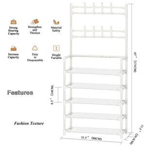 YAN WU YING ® White Shoe Rack, Shoe Shelf, Shoe Storage Organizer for Door, Entryway, Large Shoe Rack for Men,5 Tiers Shoe Organizer