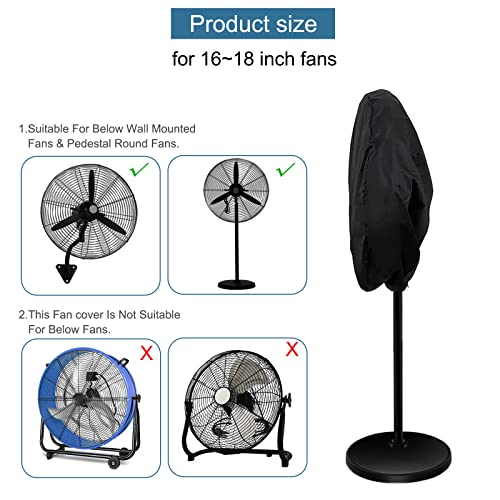 WHAIYIJIA Outdoor Fan Cover, Waterproof Dust Cover for 16-18" Standing Fan and Floor Fan, Compatible Pedestal Fan Cover for Indoor and Outdoor