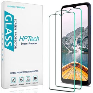 hptech (2 pack) designed for motorola moto g pure tempered glass screen protector, easy to install, anti scratch, bubble free