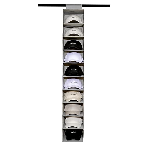 RAUYIVANY Hat Rack Closet Organizer for Caps - 10 Hanging Hat Organizers - Easy Hat Holder and Baseball Cap Organizer - Hat Organizer to Protect Your Hat