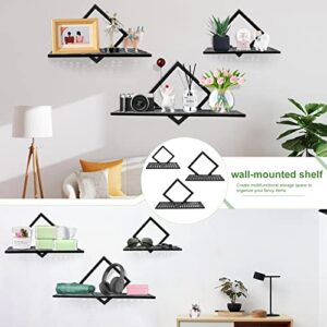 3 Sets Floating Shelves Wall Mounted Decor Display Ledge Shelf, Black Metal Decorative Wall Storage Shelf Organizer, Hanging Wall Shelves for Bedroom Hallway Office Kitchen Living Room(3 Sizes)