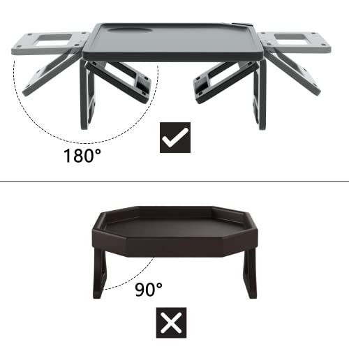 Multi-Function Arm Clip Table Tray For Couch, Sofa with Armrest Suitable for Home Drinks/Fast Food/Fruit Etc, Large Size Black