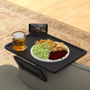 Multi-Function Arm Clip Table Tray For Couch, Sofa with Armrest Suitable for Home Drinks/Fast Food/Fruit Etc, Large Size Black