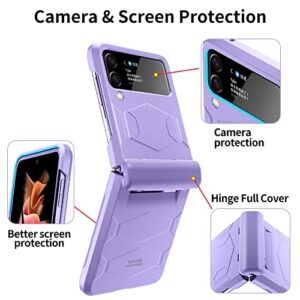 LEIAU Galaxy z flip 3 case with Hinge Protection,Samsung Galaxy flip 3 case Ultra Thin Shockproof Anti-Drop, Heavy Duty,Semi-Auto and Built-in Microfiber Hinge for Samsung z flip 3 5G (2021)