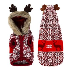 cartoon pet reindeer christmas elk costume dog puppy hoodie coat jacket clothes soft coral velvet fleece