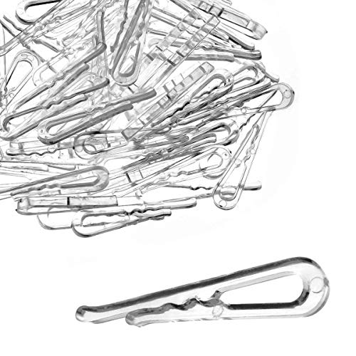 MEETOOT 300pcs Transparent Plastic Alligator Clip 38mm Shirt Fixing Packing Clip U Shape Plastic Clothespins for Ties Socks Pants Shirts