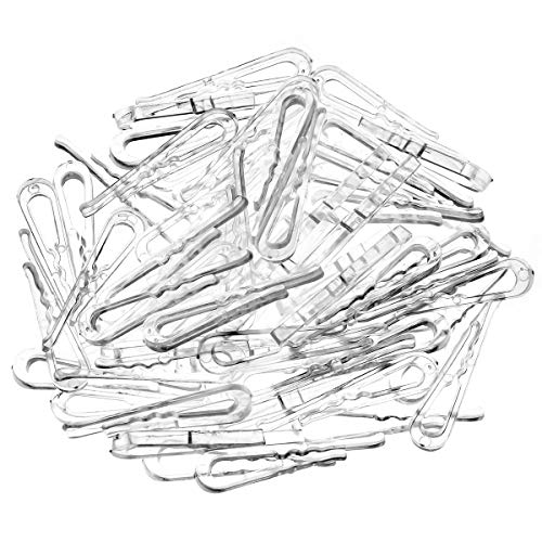 MEETOOT 300pcs Transparent Plastic Alligator Clip 38mm Shirt Fixing Packing Clip U Shape Plastic Clothespins for Ties Socks Pants Shirts