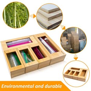 Jesskit Ziplock Bag Organizer for Kitchen Drawer, 5 Pieces Bamboo Food Storage Bag Holders Compatible with Gallon, Quart, Sandwich, Snack, Candy Variety Size Bags