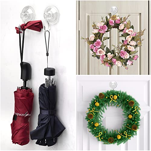 Suction Cup Hooks-6 Packs, Reusable Heavy Duty Wreath Suction Cups Hanger with Hooks for Shower, Glass and Window (2 Large, 2 Medium, 2 Small)