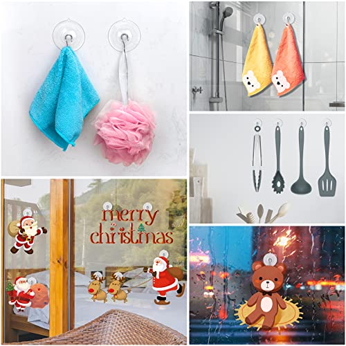 Suction Cup Hooks-6 Packs, Reusable Heavy Duty Wreath Suction Cups Hanger with Hooks for Shower, Glass and Window (2 Large, 2 Medium, 2 Small)