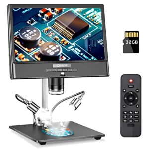 10" lcd digital microscope- soldering microscope for electronics repair, opqpq usb coin magnifier with light & large screen for error coins, pcb board watch micro solder microscopes station for adults