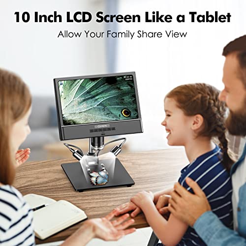 10" LCD Digital Microscope- Soldering Microscope for Electronics Repair, Opqpq USB Coin Magnifier with Light & Large Screen for Error Coins, PCB Board Watch Micro Solder Microscopes Station for Adults