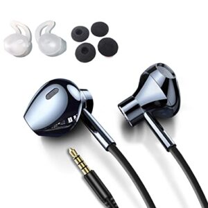 suyuzrey wired earbud upgrade high-fidelity heavy bass semi-in-ear headphones with microphone,3.5mm jack dual-diaphragm stereo earbuds bass boost,with earhook and sponge noise reduction earphones