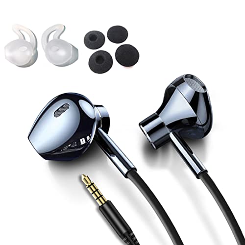 SUYUZREY Wired Earbud Upgrade high-Fidelity Heavy bass semi-in-Ear Headphones with Microphone,3.5mm Jack Dual-Diaphragm Stereo Earbuds bass Boost,with Earhook and Sponge Noise Reduction Earphones