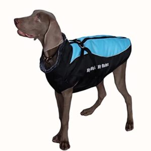 xqpetlihai dog winter jacket reflective waterproof windproof dog jacket with zipper harness & furry collar for hiking camping with zipper pet winter coat fleece for medium large dogs (b,3xl)