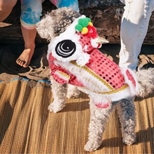 STOBOK Boy Hoodies Cute Dance Lion Dragon Pet Costume with Sequins Chinese New Year Cat Dog Clothes Hoodies Coat Pet Chinese New Year Pet Costume Outdoor Warm Dog Winte Clothes Boys Winter Coat