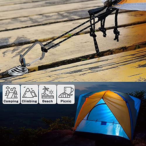 MOROBOR Deck Anchor Pegs, 10pcs Windproof Aluminium Alloy Fish Bone Tent Stakes with Spring Buckle Portable Wind Rope Anchor for Outdoor Camping
