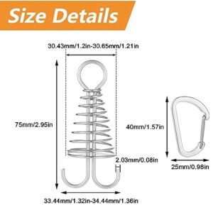 MOROBOR Deck Anchor Pegs, 10pcs Windproof Aluminium Alloy Fish Bone Tent Stakes with Spring Buckle Portable Wind Rope Anchor for Outdoor Camping