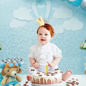 500 Pieces Bear Shaped Confetti Baby Shower Decorations Blue Brown Bear Paper Confetti Bear Table Party Arrangement Sprinkles Bear Birthday Party Decorations for Baby Shower Party Table Home