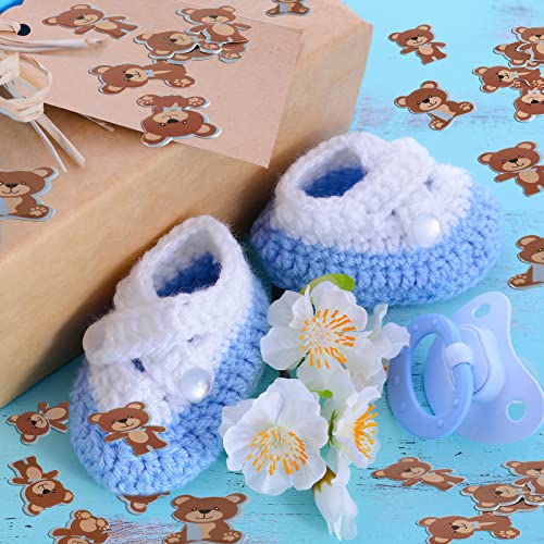 500 Pieces Bear Shaped Confetti Baby Shower Decorations Blue Brown Bear Paper Confetti Bear Table Party Arrangement Sprinkles Bear Birthday Party Decorations for Baby Shower Party Table Home