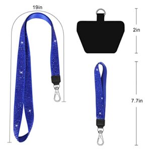 SHANSHUI Cell Phone Lanyard, Universal Bling Nylon Neck Lanyard and Wrist Strap with 2 Patches Cell Phone Charm Lanyard Compatible with iPhone and All Smartphones (Dark Blue)