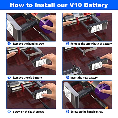 Homesuit V10 Battery Replacement,25.2V 4500mAh V10 Battery Compatible with Dyson V10 Animal V10 Absolute V10 Fluffy V10 Motorhead SV12 Cordless Stick Vacuum Cleaner Li-ion V10 Battery(Not Fit SV10)