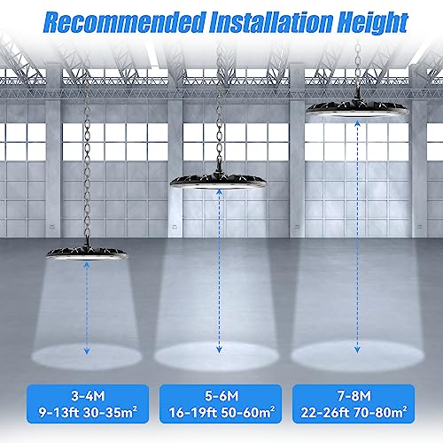 Royana 100W LED High Bay Light 10000lm Led Garage Light, 6000K Garage Ceiling Lights, Led Shop Light with US Plug Barn Light for Commercial Garage Warehouse Factory