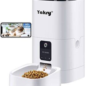 Yakry Automatic Dog Feeder with Camera - 6L/25 Cups Smart Cat Feeder with Timer 2-Way Audio HD 1080P Cam Night Vision - 2.4G WiFi Pet Food Dispenser with App Control C2
